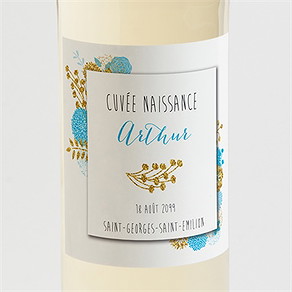 Etiquette de bouteille naissance joli bouquet vintage