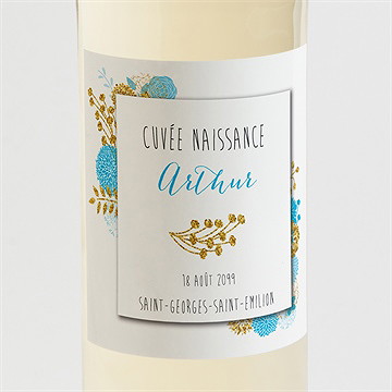 Etiquette de bouteille naissance joli bouquet vintage