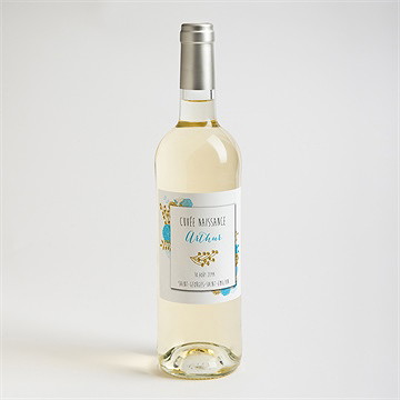 Etiquette de bouteille naissance joli bouquet vintage - Mise en situation