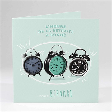 Carte invitation départ à la retraite l'heure a sonné...