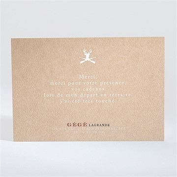 Remerciement départ à la retraite vive la chasse! - Dos du faire-part