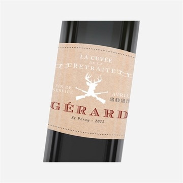 Etiquette de bouteille départ retraite vive la chasse!