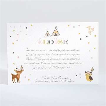 Remerciement naissance motifs géométriques - Dos de la carte