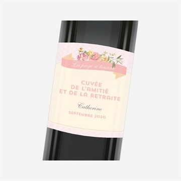 Etiquette de bouteille départ retraite vent printanier