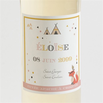 Etiquette de bouteille naissance motifs géométriques