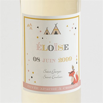 Etiquette de bouteille naissance motifs géométriques