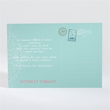 Remerciement mariage joli passeport - Dos de la carte