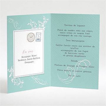 Menu mariage joli passeport - Intérieur du menu