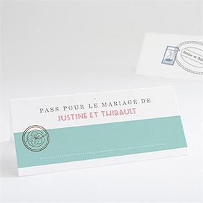 Marque-place mariage joli passeport