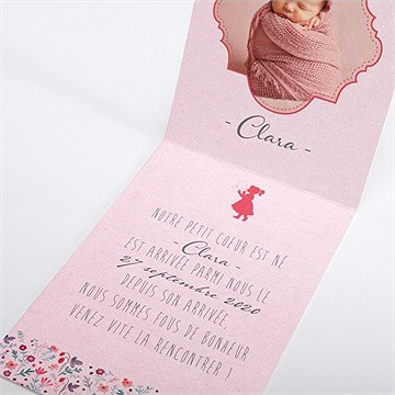 Faire-part naissance elégante fille - Intérieur du faire-part