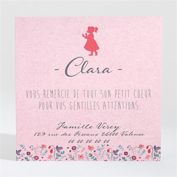 Remerciement naissance elégante fille