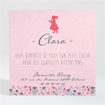 Remerciement naissance elégante fille