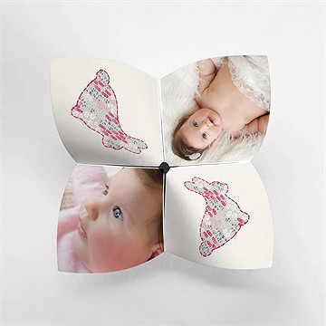 Faire-part naissance joli lapin avec photo - Vue de côté 1