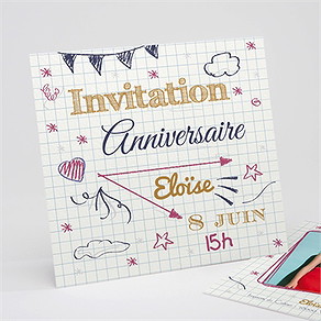 Invitation anniversaire dessiné à la main