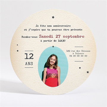 Invitation anniversaire vive la star! - Dos de la carte