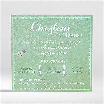 Invitation anniversaire petit renard - Dos de la carte
