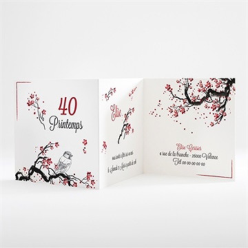 Invitation anniversaire 40 printemps - Intérieur du faire-part