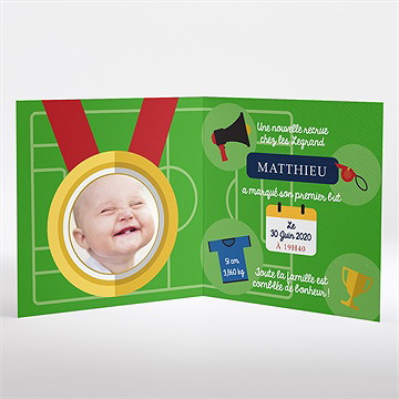 Faire-part naissance graine de champion ! - Faire-part ouvert