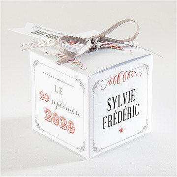 Boîte de dragées mariage vintage & original - Dos de la boîte