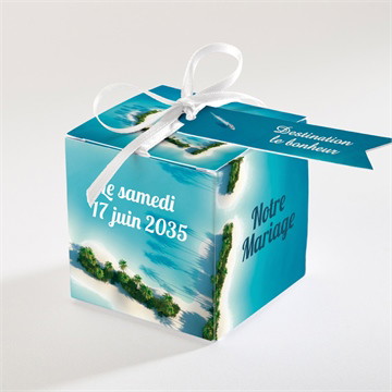 Boîte de dragées mariage eaux turquoises océan