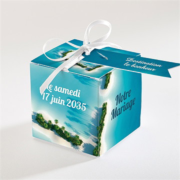 Boîte de dragées mariage eaux turquoises océan