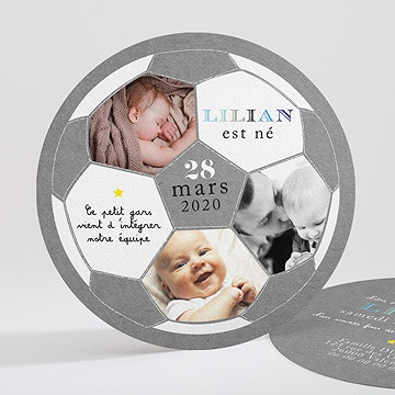 Faire-part naissance ballon de foot original