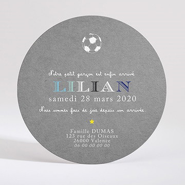 Faire-part naissance ballon de foot original - Dos du faire-part