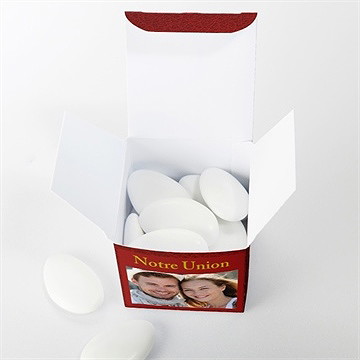 Boîte de dragées mariage passeport de l'amour - Intérieur de la boîte