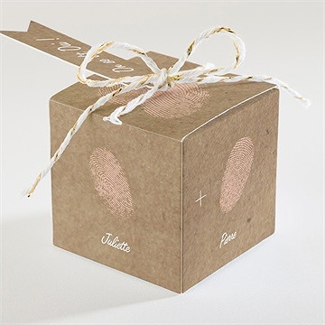 Boîte de dragées mariage nos empreintes - Dos de la boîte