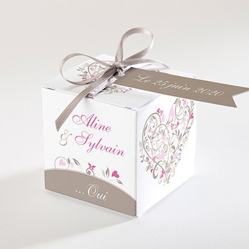 Boîte de dragées mariage coeur arabesque