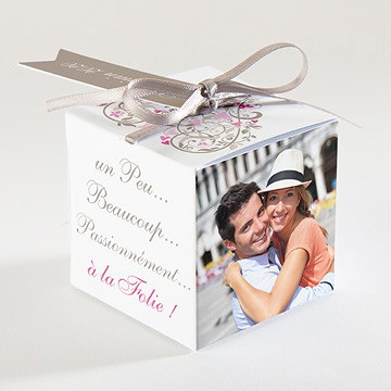 Boîte de dragées mariage coeur arabesque - Dos de la boîte