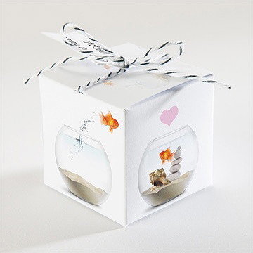 Boîte de dragées mariage comme des poissons dans l'eau - Dos de la boîte