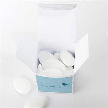 Boîte de dragées baptême noeud et croix - Intérieur de la boîte