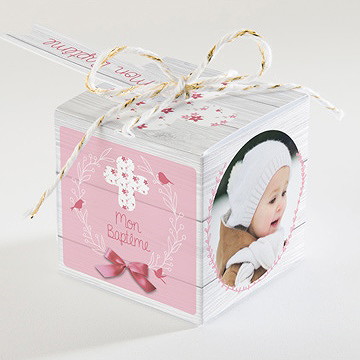 Boîte de dragées baptême jolie composition - Dos de la boîte