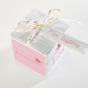 Boîte de dragées baptême jolie composition - Dessus de la boîte