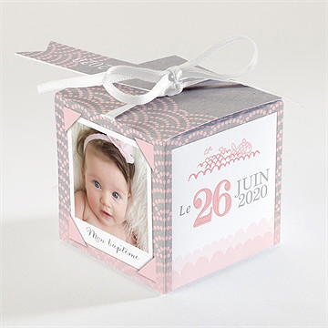 Boîte de dragées baptême forme originale - Dos de la boîte