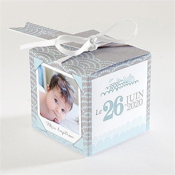 Boîte de dragées baptême baptême scandinave - Dos de la boîte