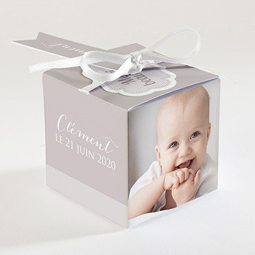 Boîte de dragées baptême jolie frimousse - Dos de la boîte