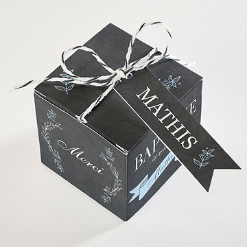 Boîte de dragées baptême maison en ardoise! - Dessus de la boîte