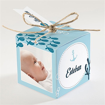 Boîte de dragées baptême les petits poissons - Dos de la boîte