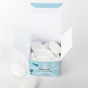 Boîte de dragées baptême les petits poissons - Intérieur de la boîte