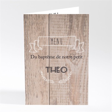 Menu baptême marque page kraft carré plié