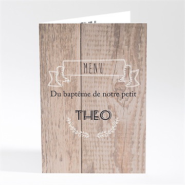 Menu baptême marque page kraft