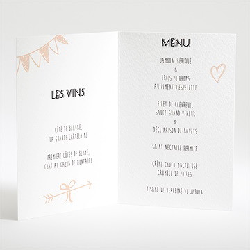 Menu baptême marque page kraft - Intérieur du menu
