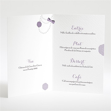 Menu baptême tenue de fête fille - Intérieur du menu