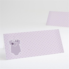 Marque-place baptême tenue de fête fille