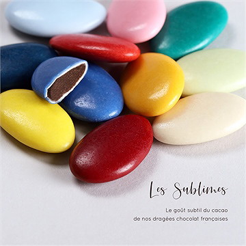 Dragées bleu ciel pour baptême - chocolat - Différents coloris