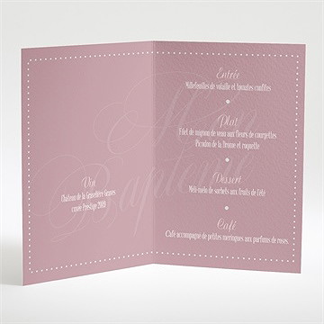 Menu baptême poudre rose - Intérieur du menu