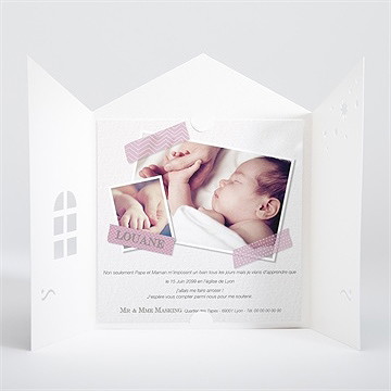 Faire-part de baptême scotch délicat - Intérieur de la pochette