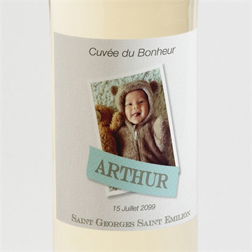 Etiquette de bouteille baptême corner fun et photo